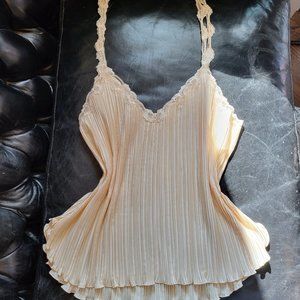 SOLD -Vintage LaPerla Lace & Ivory Cream Pleated Plisse Camisole Top It 4, US 12